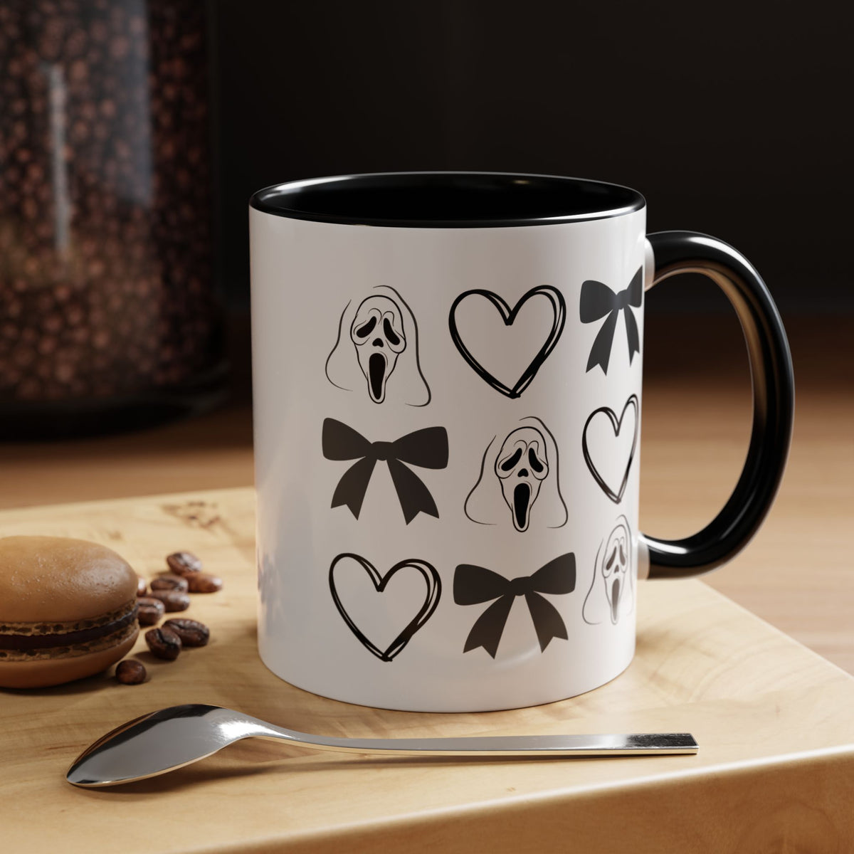 Scream Mask & Hearts Accent Coffee Mug